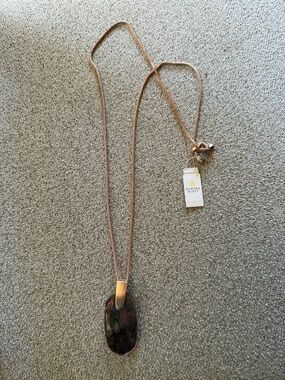 Kendra Scott Rose Gold Chain Necklace with Iridescent Dark Oval Pendant